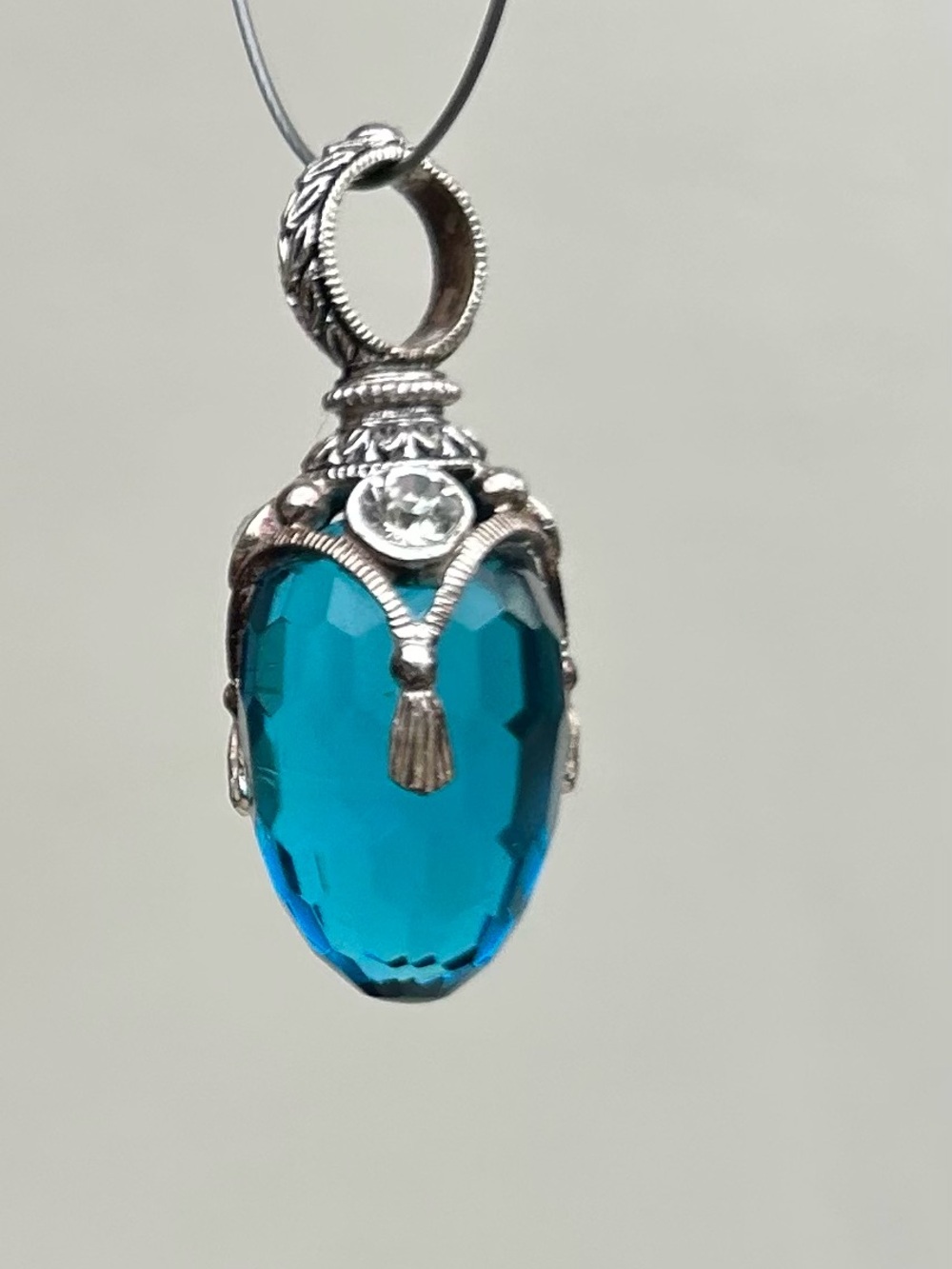 NWOT Sterling Silver & Sky Blue Topaz Faberge Style Pendant